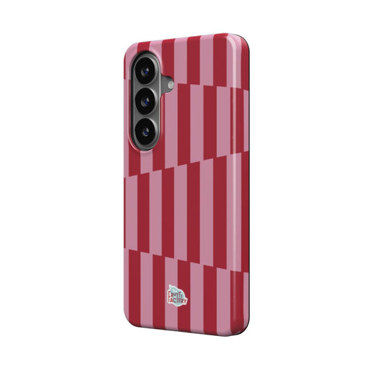 Coque antichoc magnétique Samsung Galaxy géométrique rose, vue trois quarts