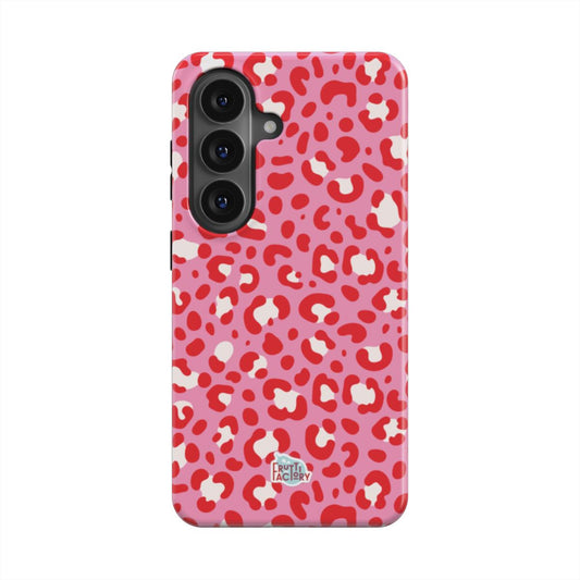 Coque antichoc magnétique Samsung Galaxy léopard rose, vue de face
