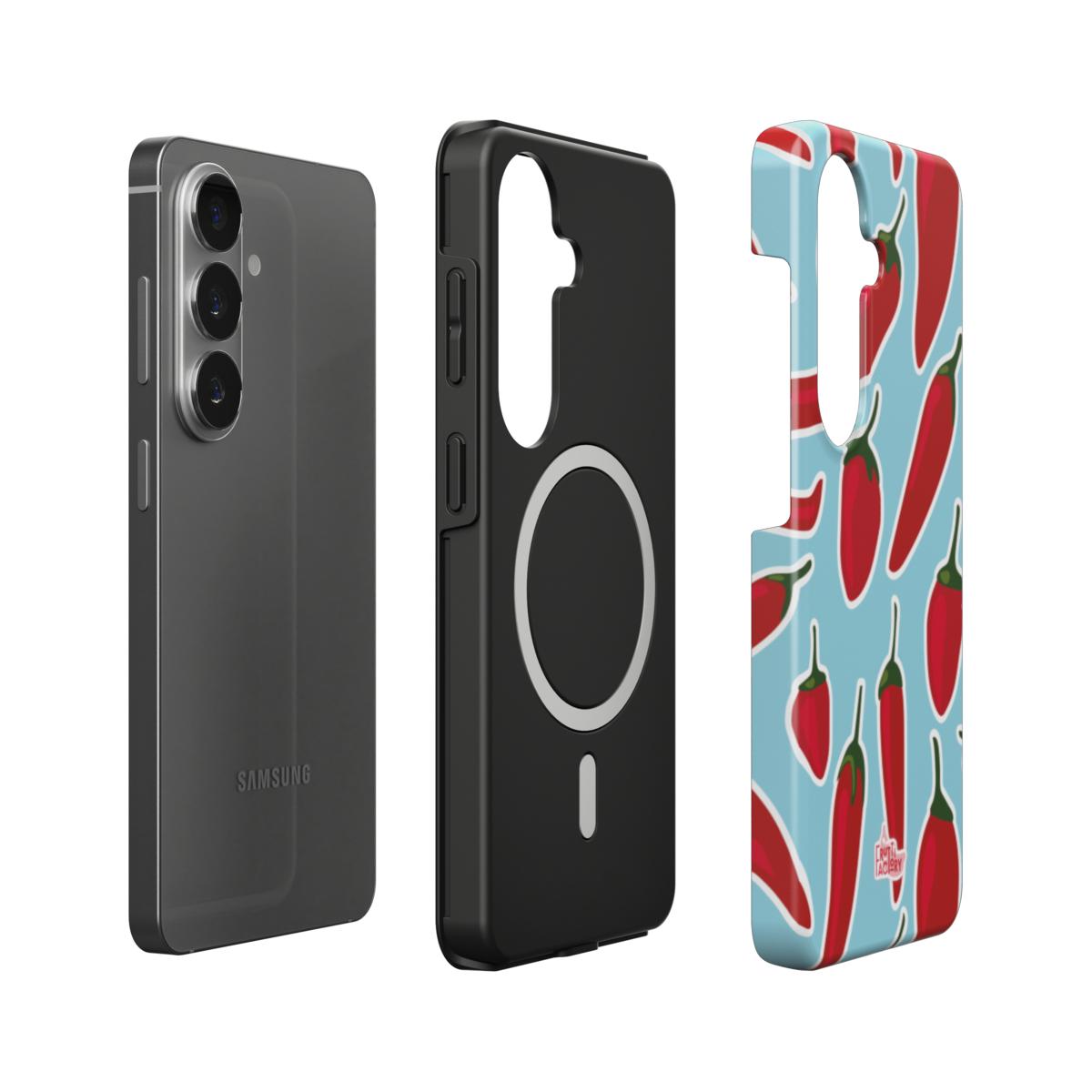 Coque antichoc magnétique Samsung Galaxy piment bleu, vue éclatée