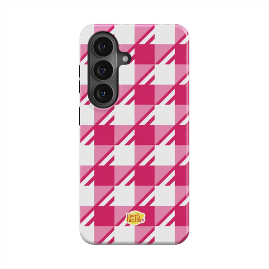 Coque antichoc magnétique Samsung Galaxy Vichy rose, vue de face