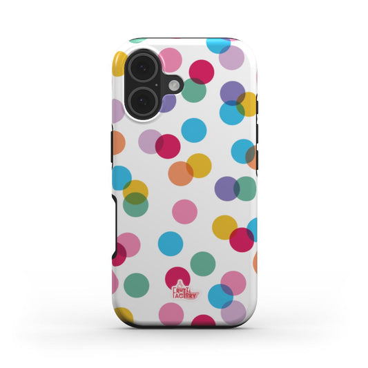 Coque antichoc MagSafe iPhone confettis blanc, vue de face