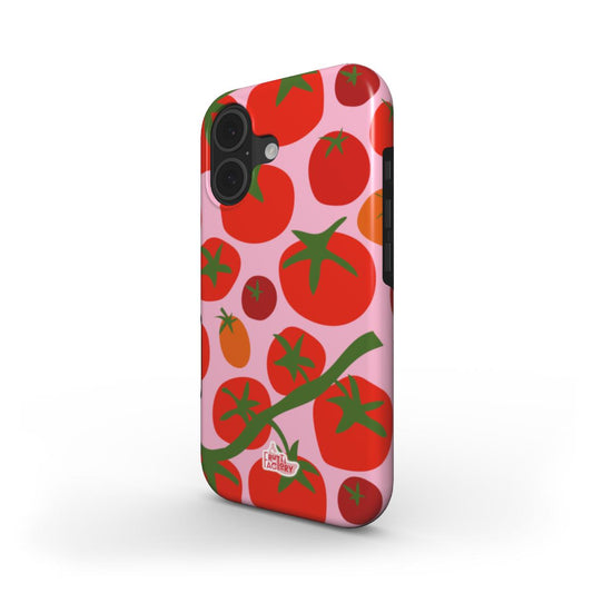 Coque antichoc MagSafe iPhone tomate rose, vue trois quarts