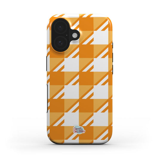 Coque antichoc MagSafe iPhone Vichy orange, vue de face