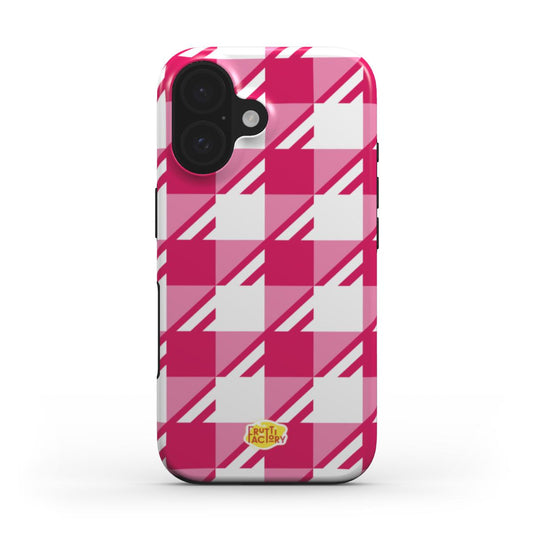 Coque antichoc MagSafe iPhone Vichy rose, vue de face