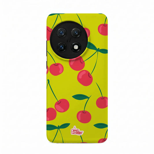 Coque antichoc OnePlus cerise vert, vue de face