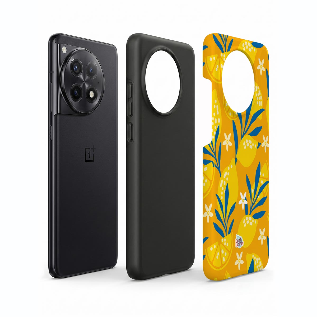 Coque antichoc OnePlus citron jaune, vue éclatée