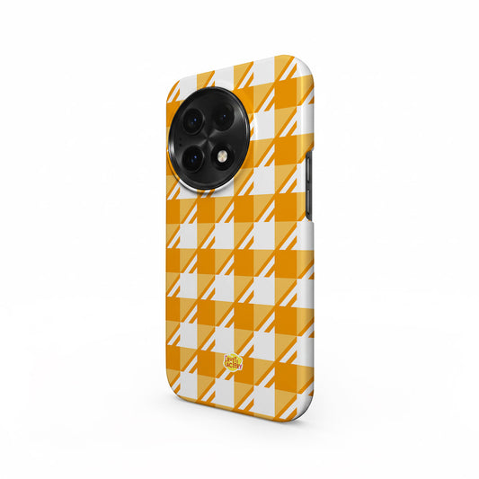 Coque antichoc OnePlus Vichy orange, vue trois quarts