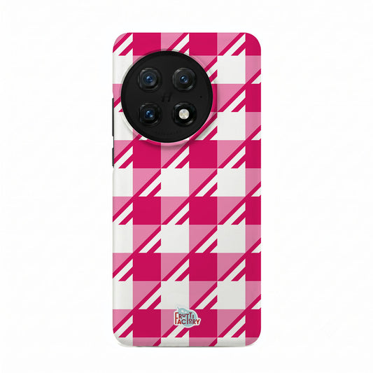 Coque antichoc OnePlus Vichy rose, vue de face
