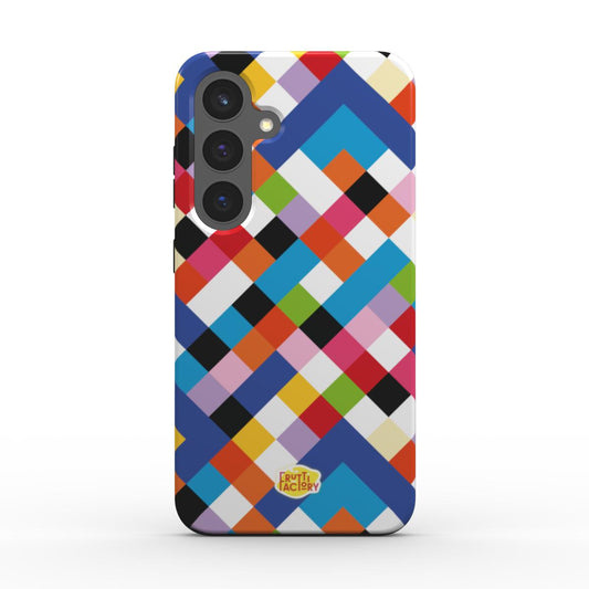 Coque antichoc Samsung Galaxy arlequin multicolore, vue de face