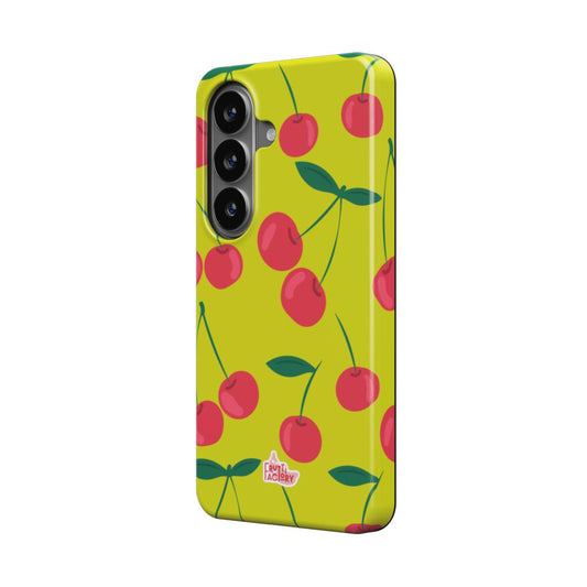 Coque antichoc Samsung Galaxy cerise vert, vue trois quarts