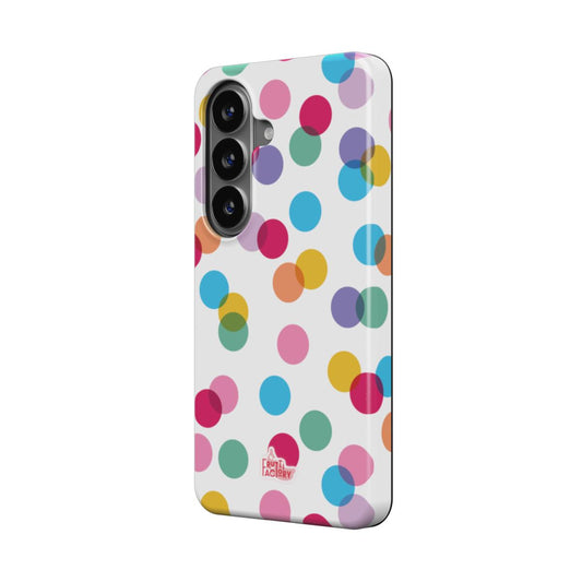 Coque antichoc Samsung Galaxy confettis blanc, vue trois quarts
