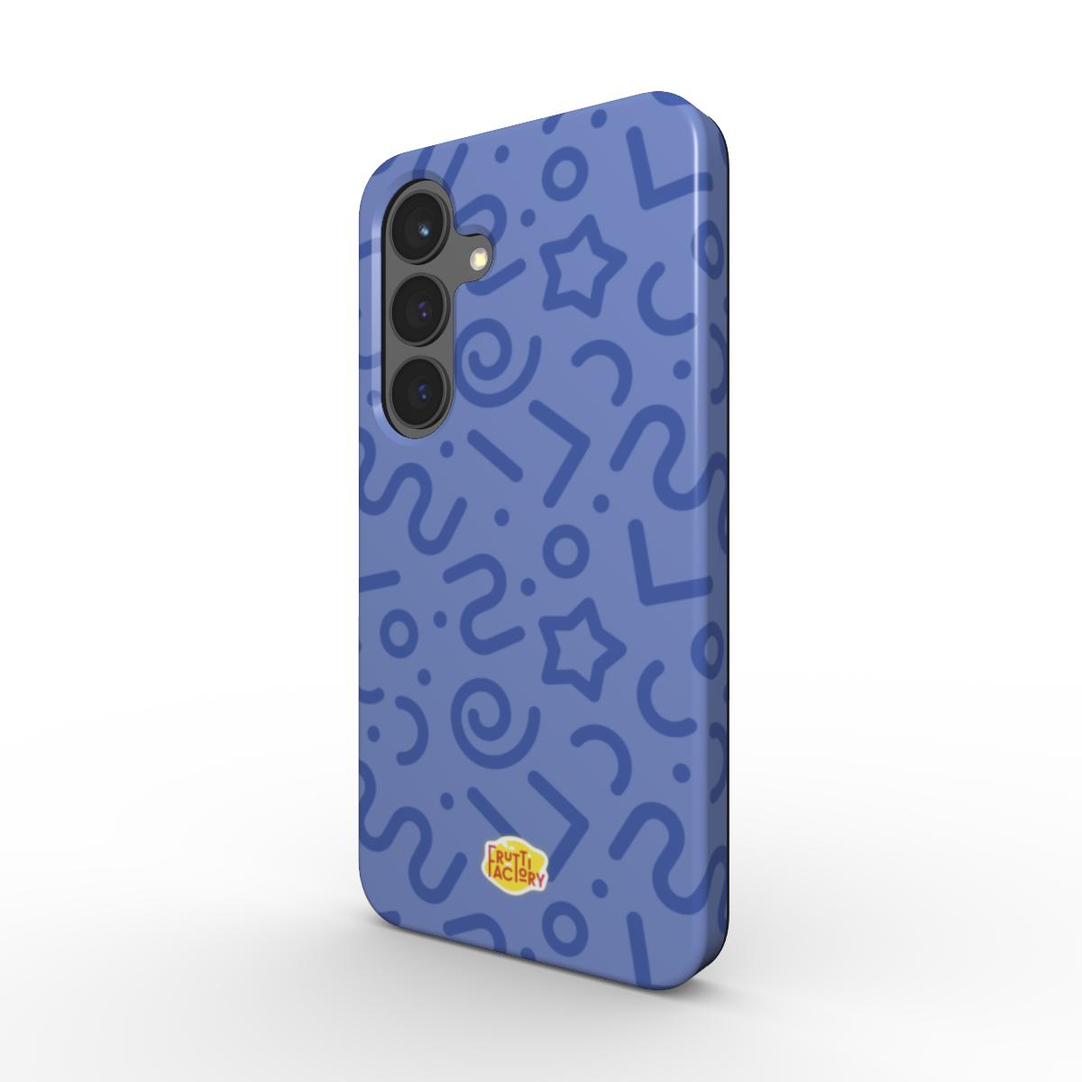 Coque antichoc Samsung Galaxy tortillon bleu, vue trois quarts