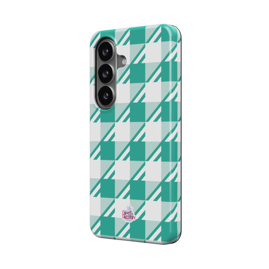 Coque antichoc Samsung Galaxy Vichy menthe, vue trois quarts