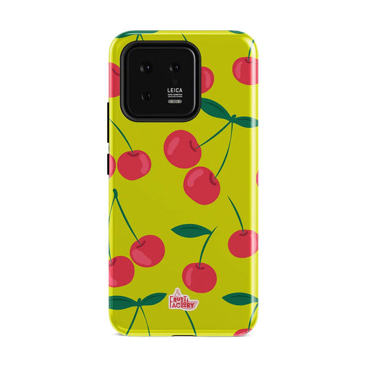 Coque antichoc Xiaomi cerise vert, vue de face