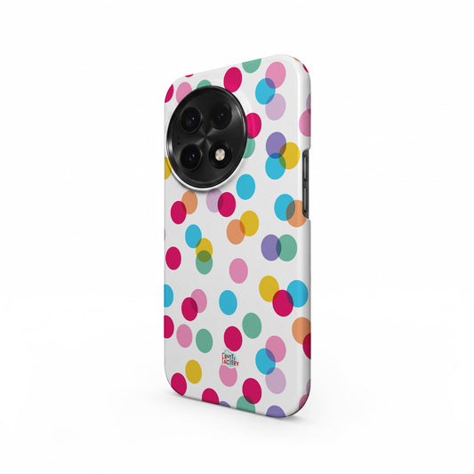 Coque antichoc Xiaomi confettis blanc, vue trois quarts
