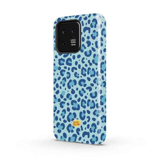 Coque antichoc Xiaomi léopard bleu, vue trois quarts