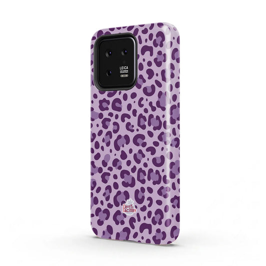 Coque antichoc Xiaomi léopard mauve, vue trois quarts