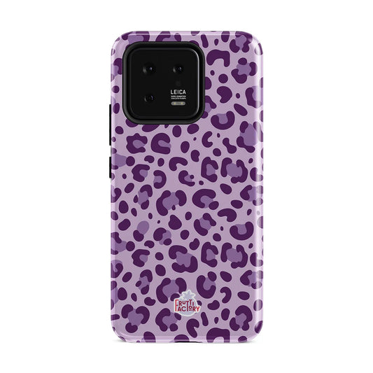 Coque antichoc Xiaomi léopard mauve, vue de face
