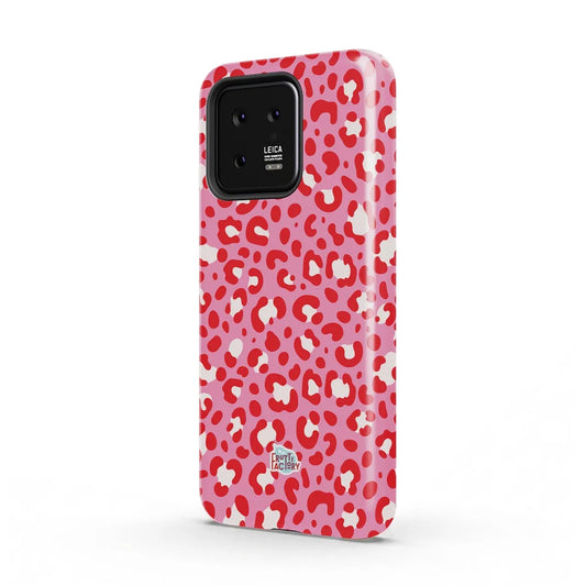 Coque antichoc Xiaomi léopard rose, vue trois quarts