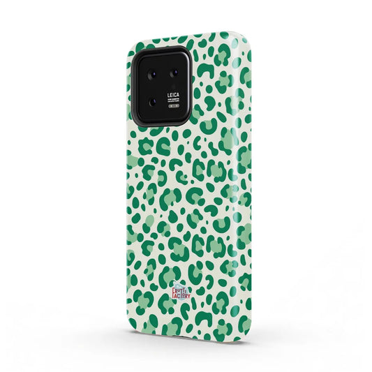 Coque antichoc Xiaomi léopard vert, vue trois quarts