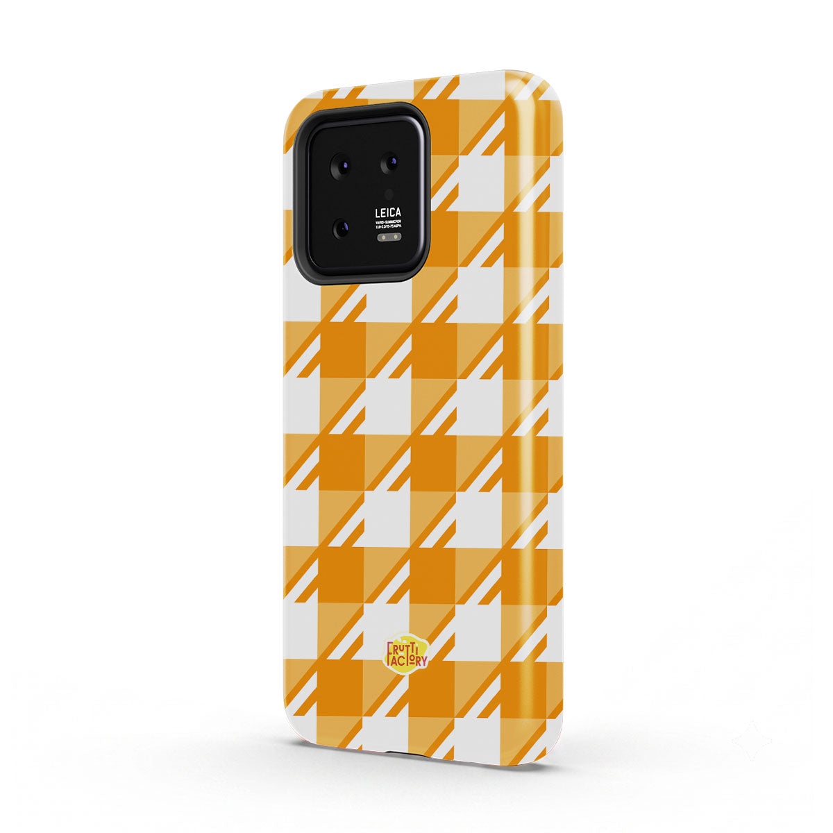Coque antichoc Xiaomi Vichy orange, vue trois quarts