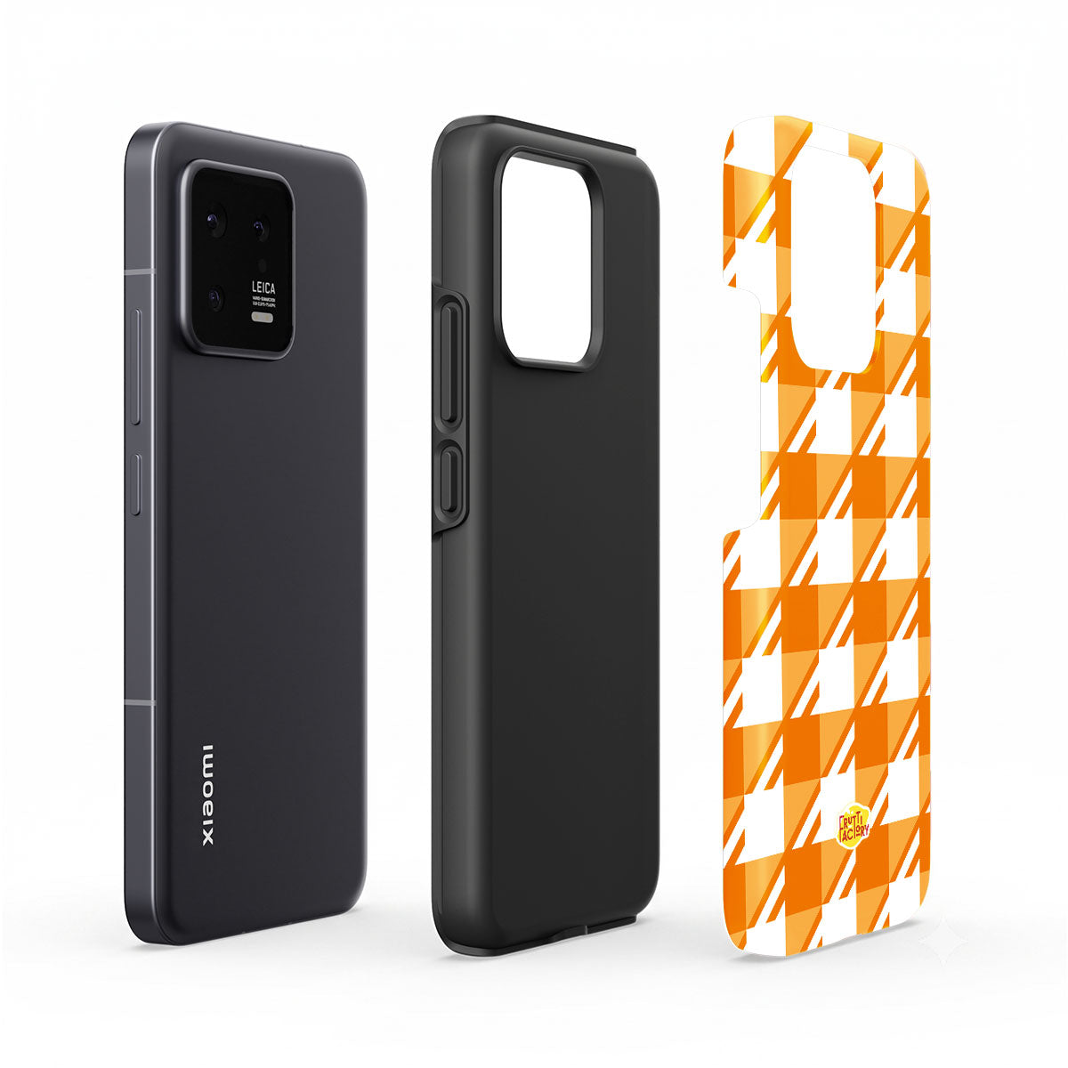 Coque antichoc Xiaomi Vichy orange, vue éclatée