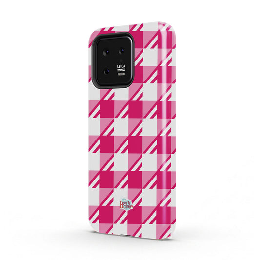 Coque antichoc Xiaomi Vichy rose, vue trois quarts
