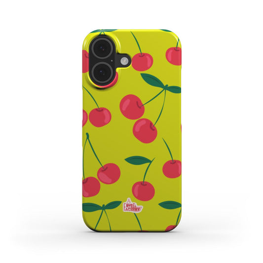 Coque fine et légère iPhone cerise vert, vue de face