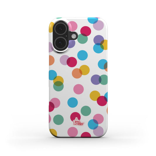 Coque fine et légère iPhone confettis blanc, vue de face