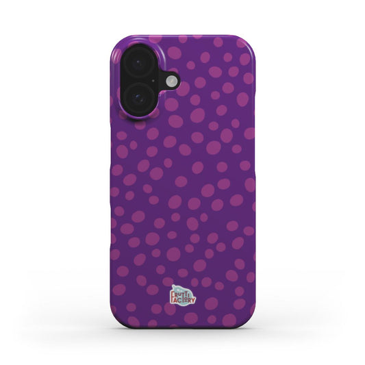 Coque fine et légère iPhone dalmatien violet, vue de face