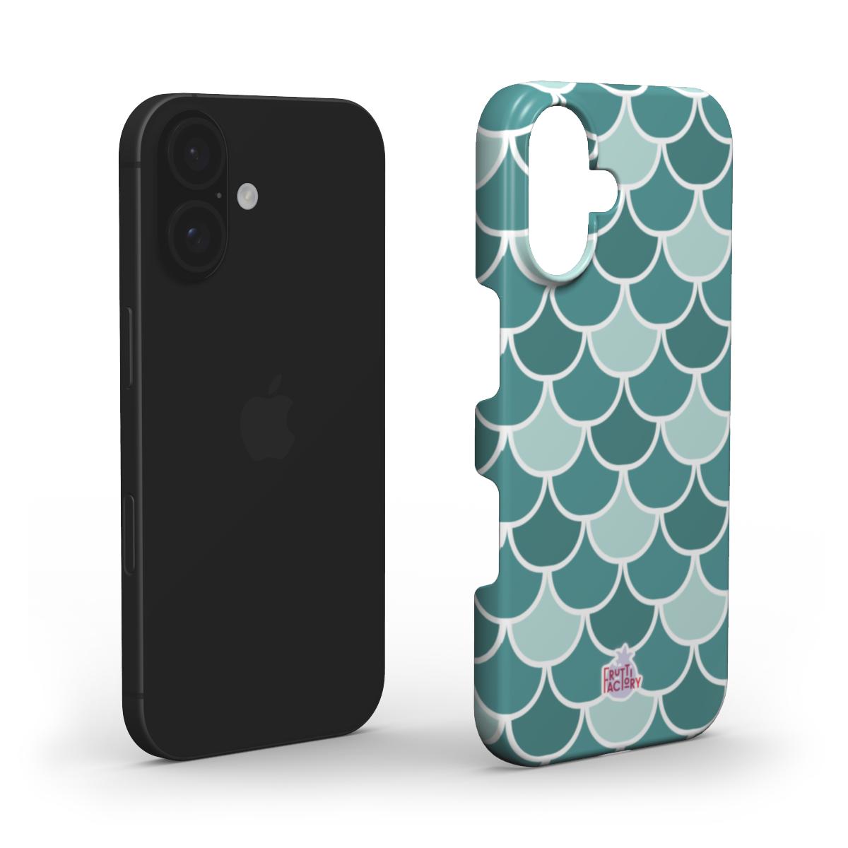 Coque fine et légère iPhone écailles vert, vue éclatée