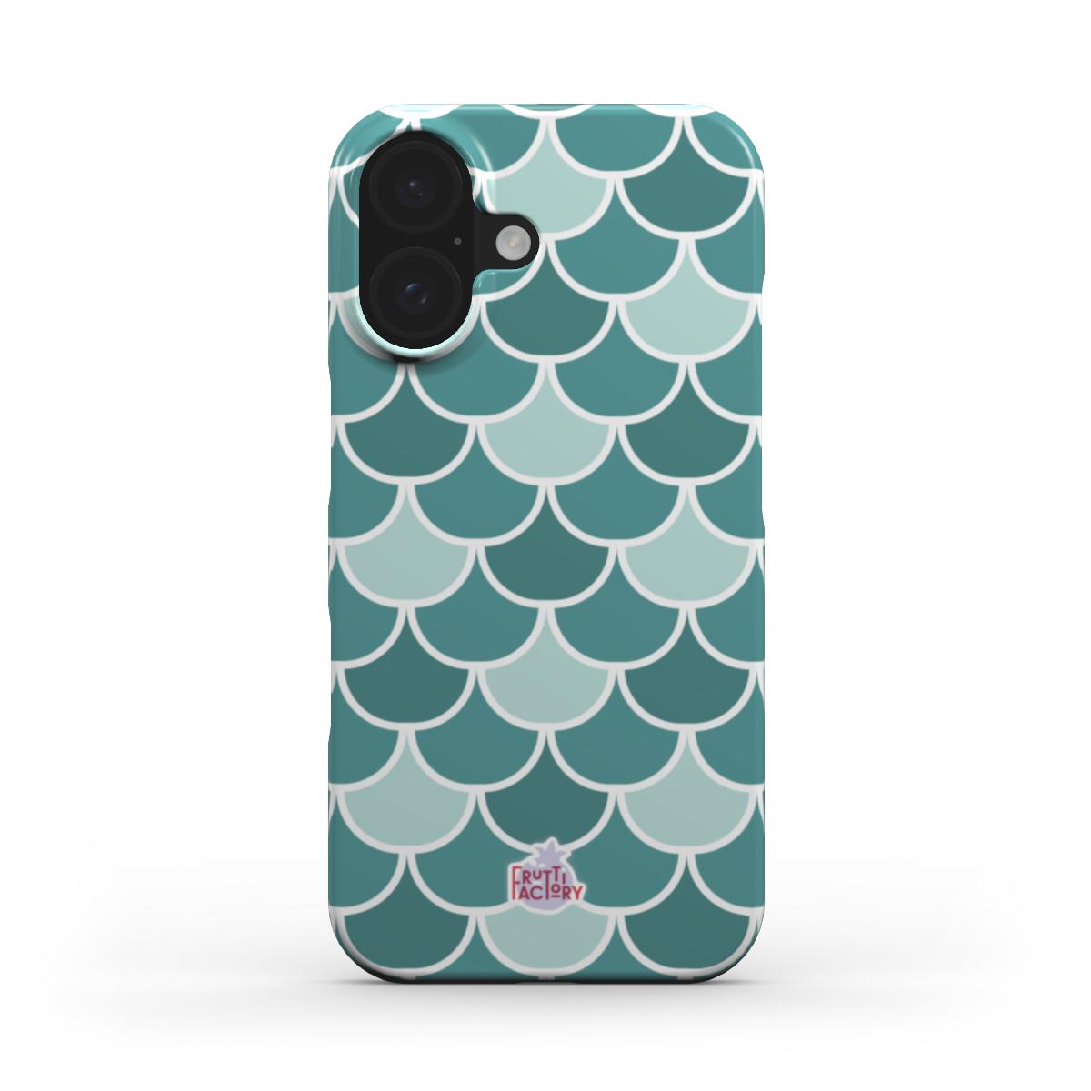 Coque fine et légère iPhone écailles vert, vue de face