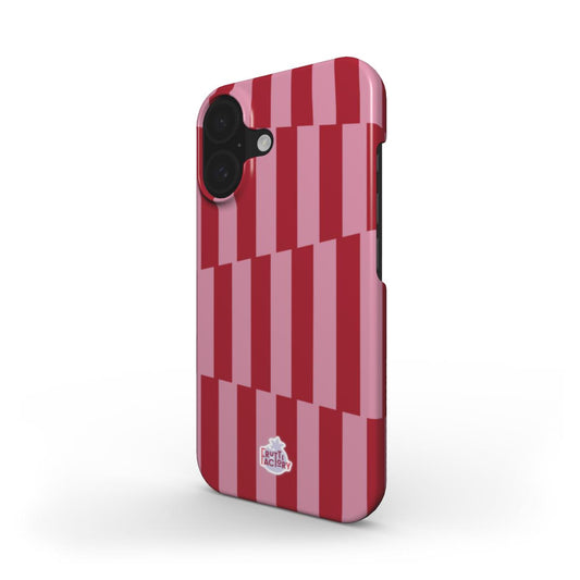 Coque fine et légère iPhone géométrique rose, vue trois quarts