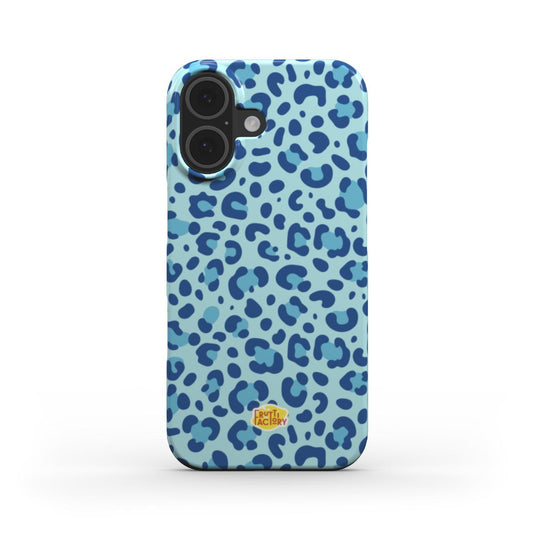 Coque fine et légère iPhone léopard bleu, vue de face