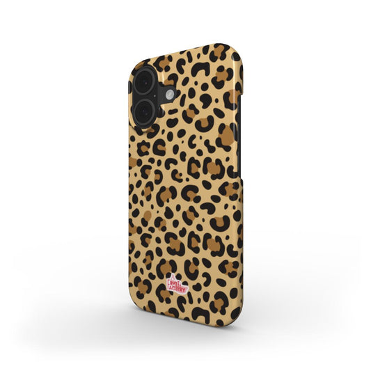 Coque fine et légère iPhone léopard brun, vue trois quarts