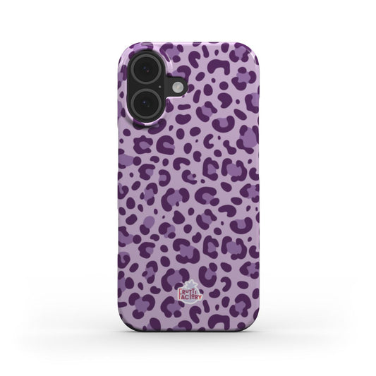 Coque fine et légère iPhone léopard mauve, vue de face