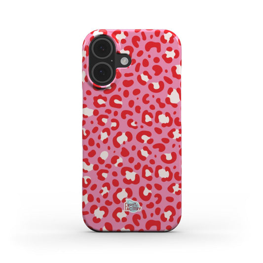 Coque fine et légère iPhone léopard rose, vue de face