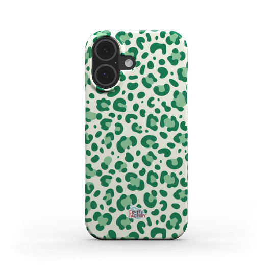 Coque fine et légère iPhone léopard vert, vue de face