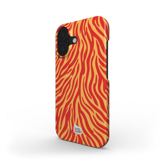 Coque fine iPhone zèbre orange, vue trois quarts