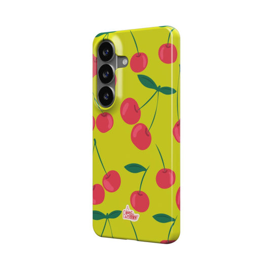 Coque fine et légère Samsung Galaxy cerise vert, vue trois quarts