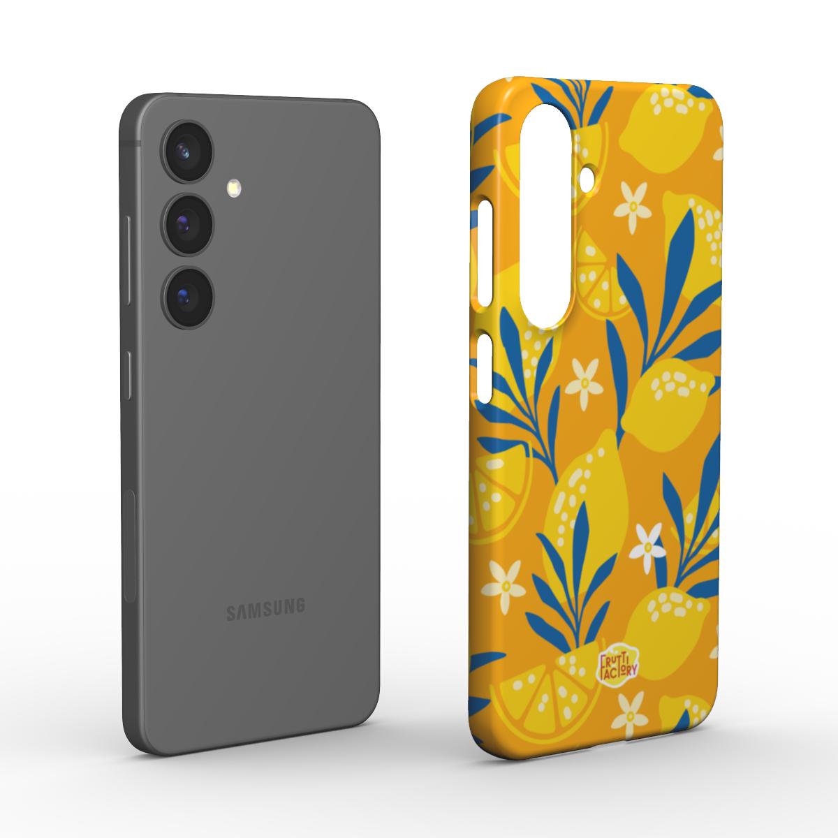 Coque fine et légère Samsung Galaxy citron jaune, vue éclatée