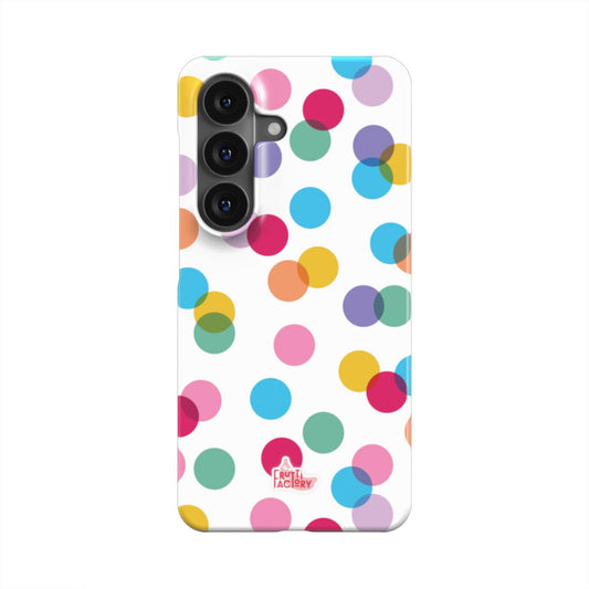 Coque fine et légère Samsung Galaxy confettis blanc, vue de face