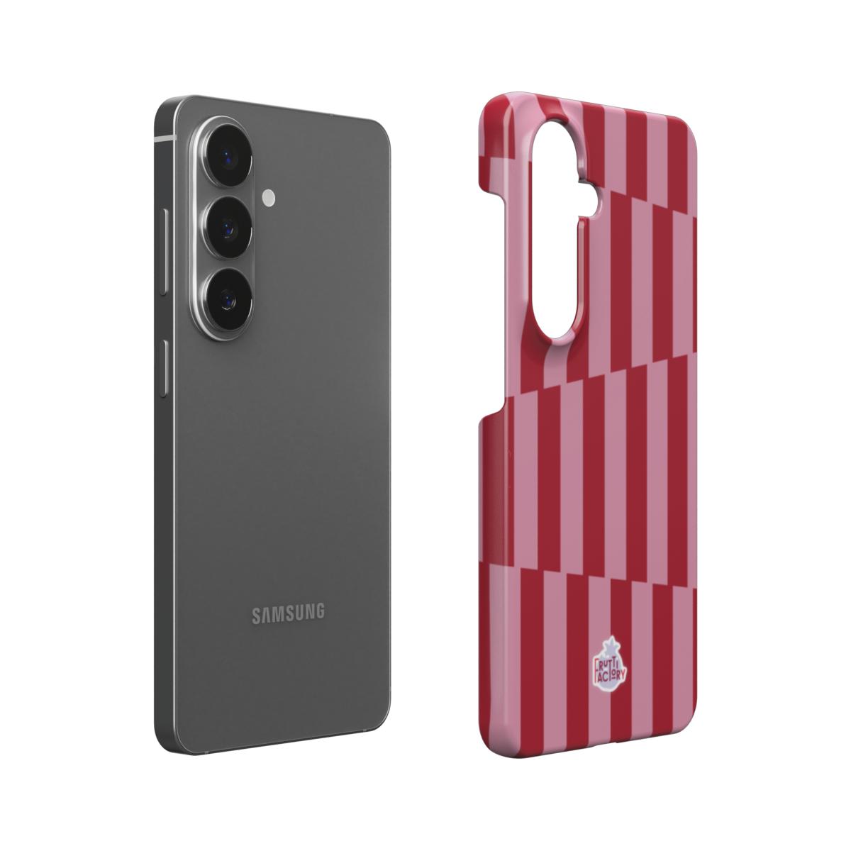 Coque fine et légère Samsung Galaxy géométrique rose, vue éclatée