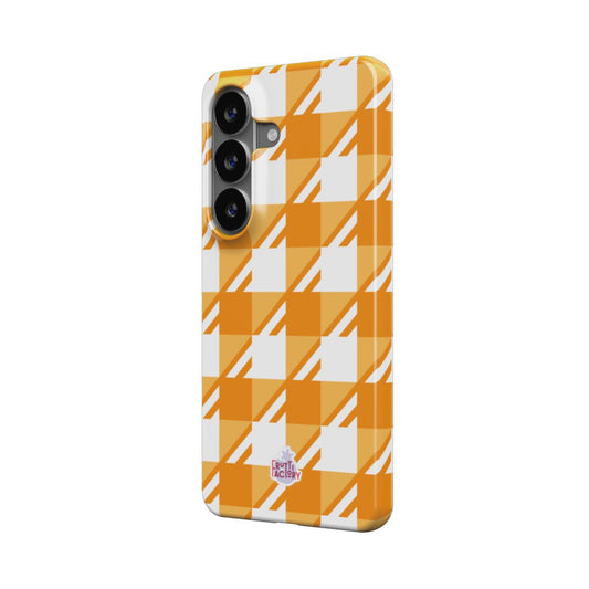 Coque fine et légère Samsung Galaxy Vichy orange, vue trois quarts