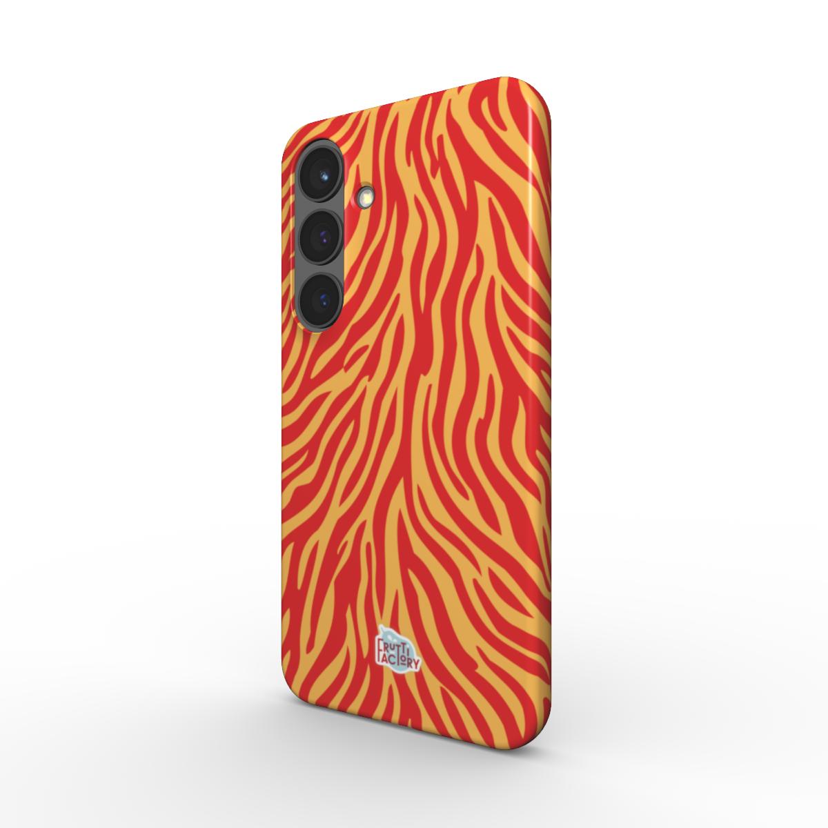Coque fine Samsung Galaxy zèbre orange, vue trois quarts