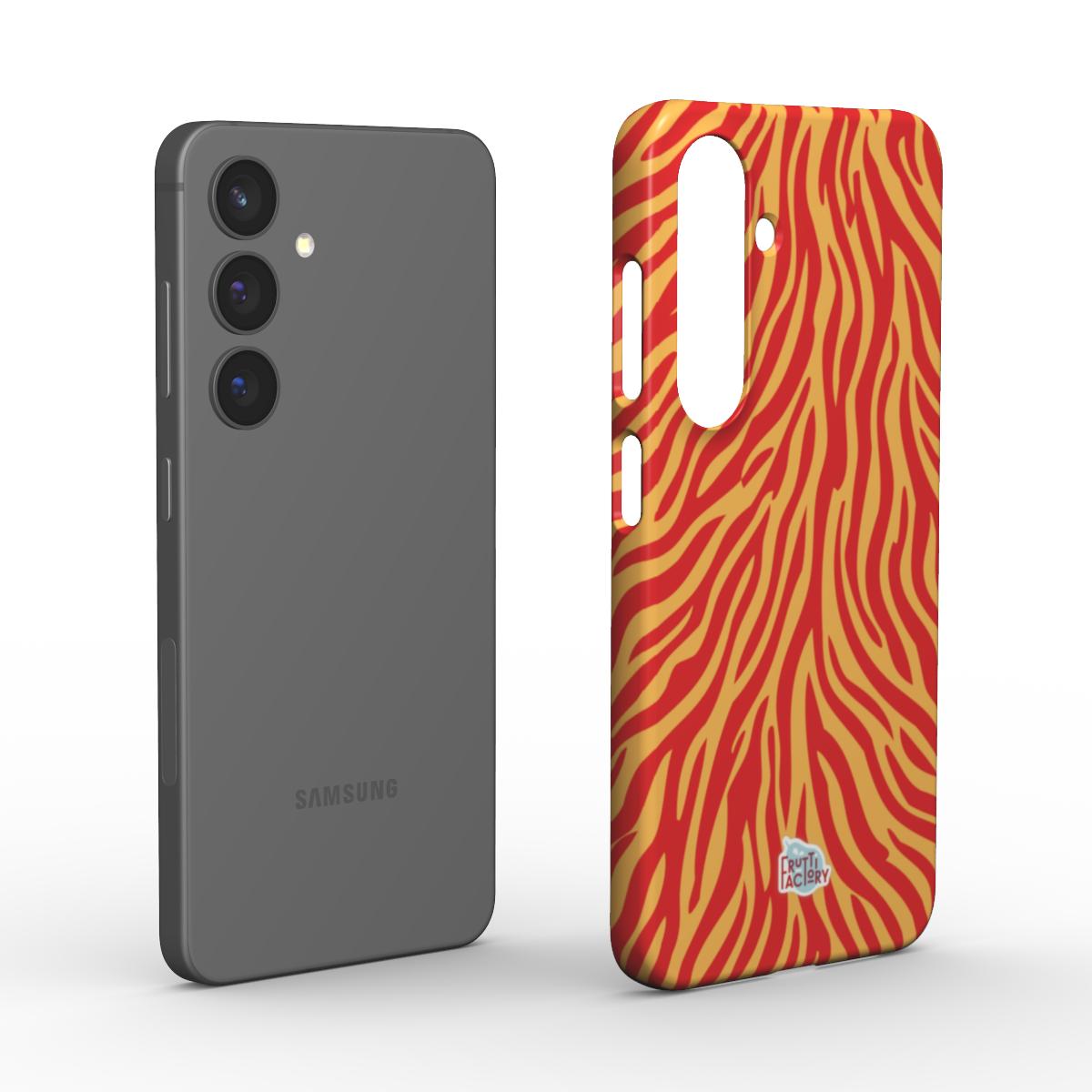 Coque fine Samsung Galaxy zèbre orange, vue éclatée