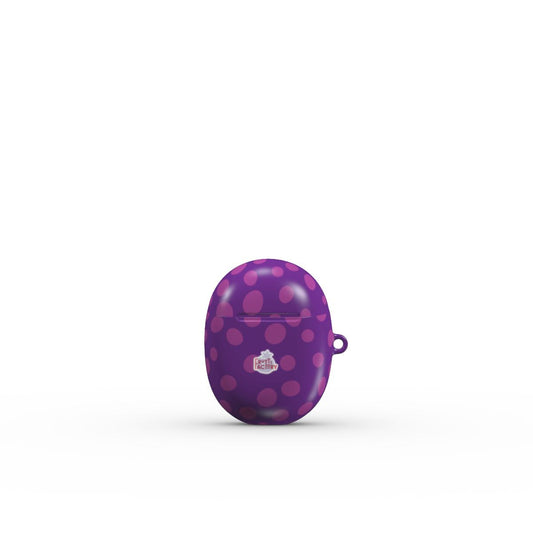 Coque Google Pixel Buds motif dalmatien violet, vue fermée