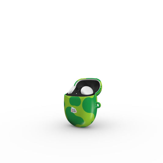 Coque Google Pixel Buds motif dinosaure vert, vue ouverte