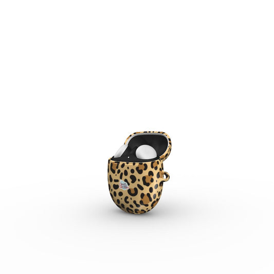 Coque Google Pixel Buds motif léopard brun, vue ouverte