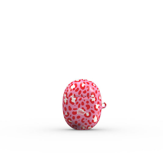 Coque Google Pixel Buds motif léopard rose, vue fermée